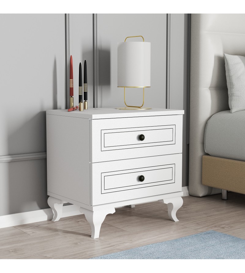 2 Çekmeceli Çizgili Komodin