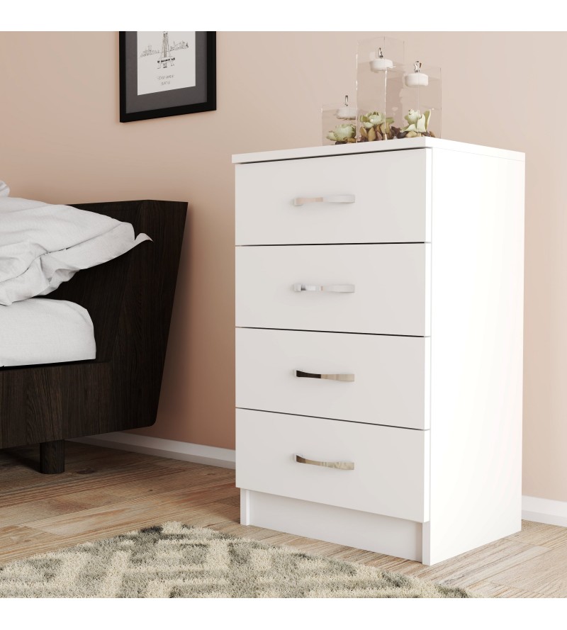 Moxen Mobilya Beyaz 4 Çekmeceli Komodin