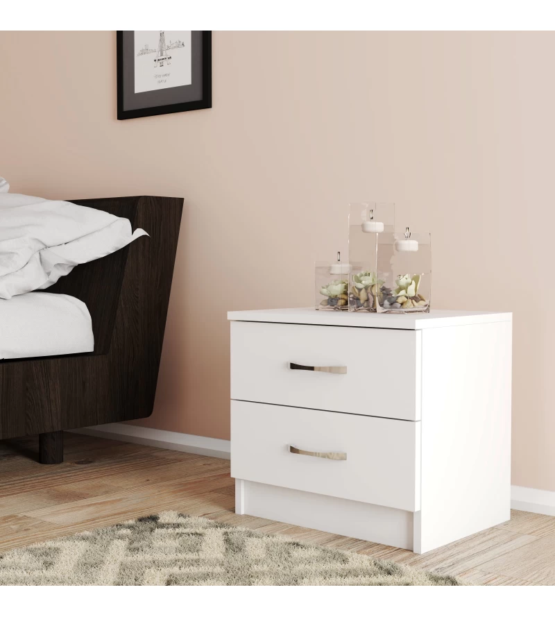 Moxen Mobilya Beyaz 2 Çekmeceli Komodin