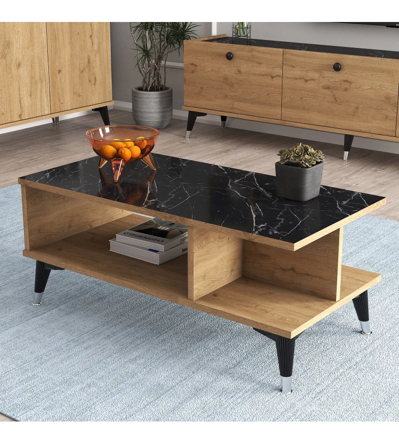 Moxen Mobilya Moxen Ms2 Mira Orta Sehpa Sepet-bendir / Mermer Desenli