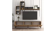 Moxen Mobilya Moxen Mt1 Mira Duvar Raflı Tv Sehpası - Kitaplıklı Tv Ünitesi Modern Bendir